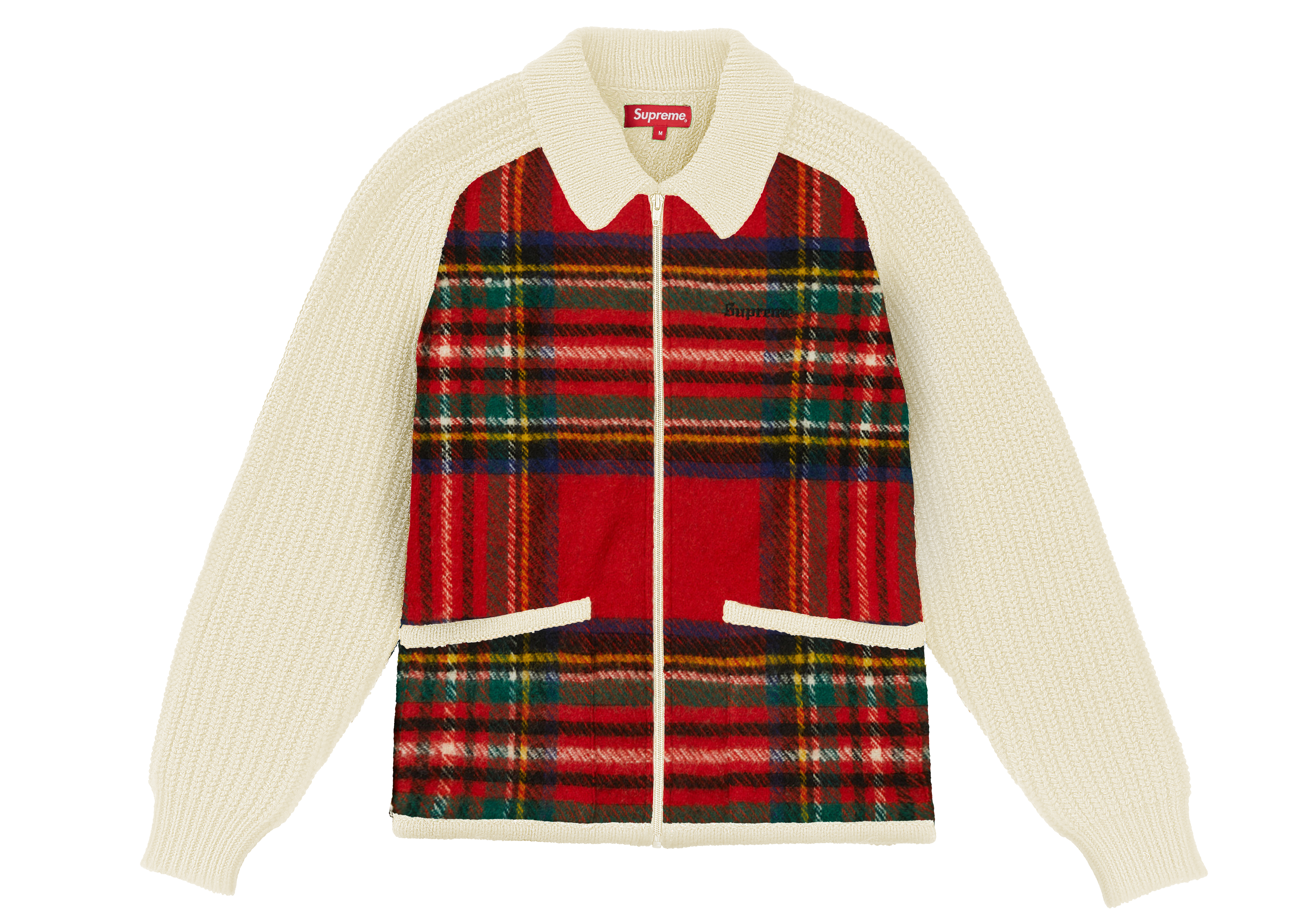 Supreme Plaid Front Zip Sweater S