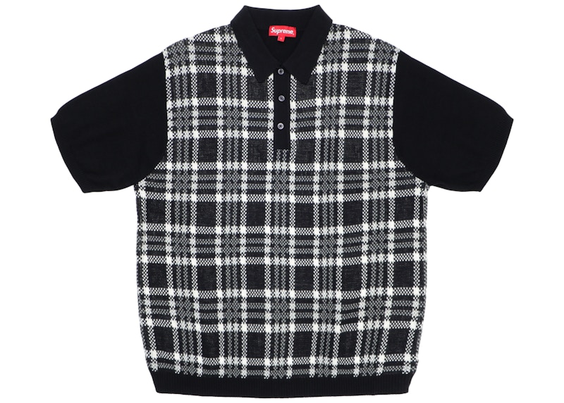 Supreme Plaid Knit Polo Black メンズ - SS18 - JP