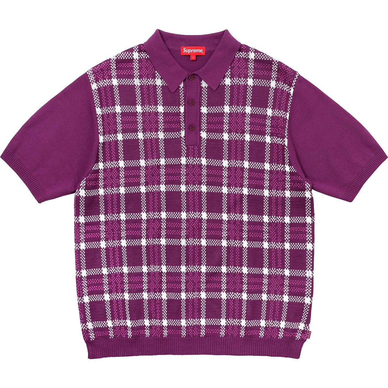 Supreme Plaid Knit Polo Purple Men's - SS18 - US