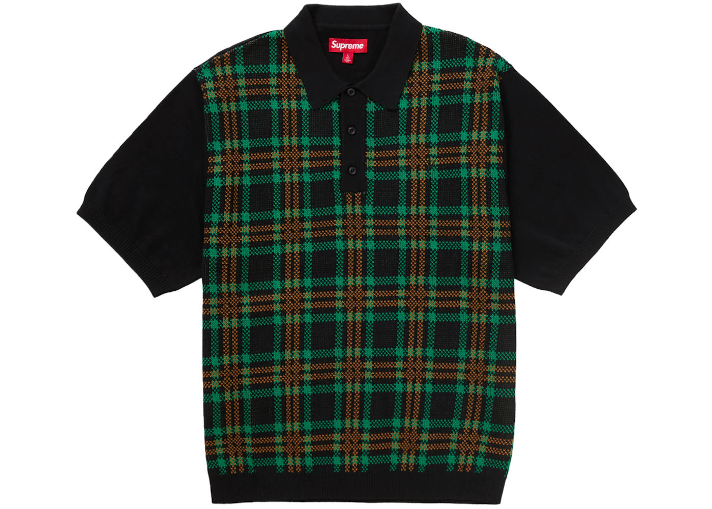 Supreme Plaid Knit S/S Polo Black Men's - SS24 - US