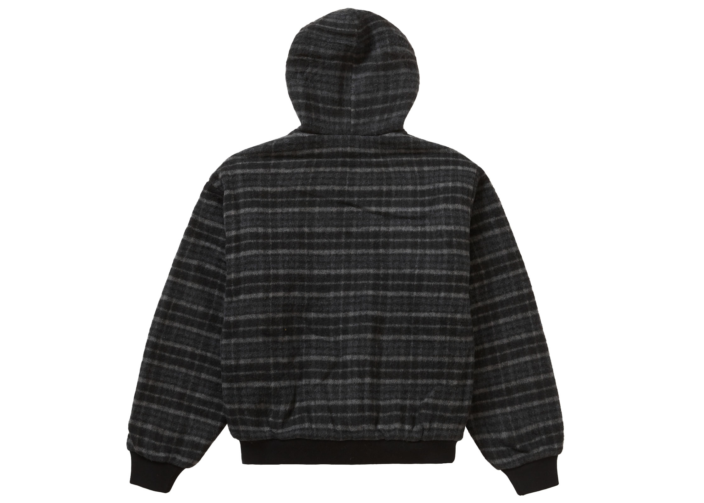 Supreme Plaid Wool Hooded Work Jacket Black Men's - FW23 - US