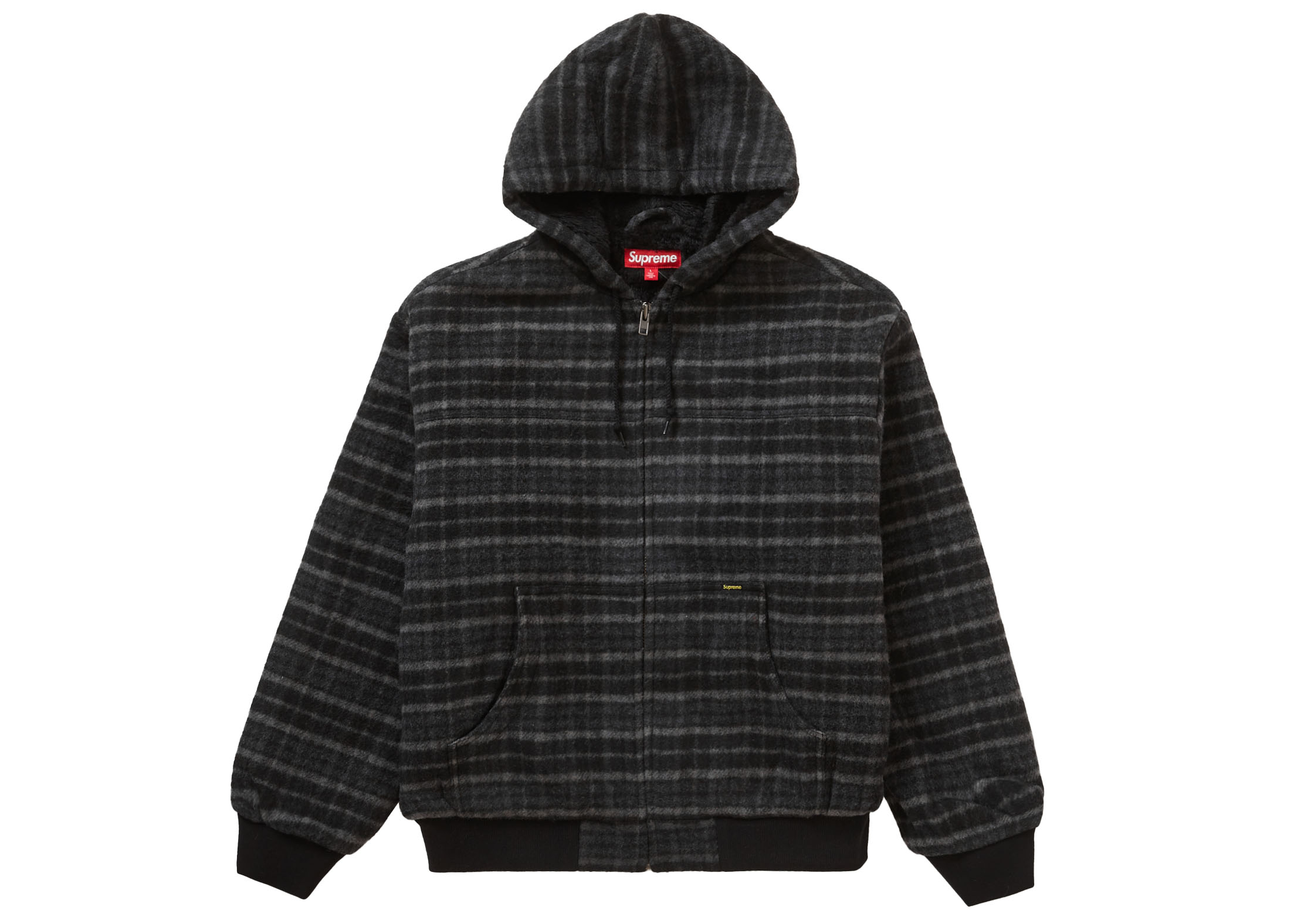 Supreme Plaid Wool Hooded Work Jacket Black メンズ - FW23 - JP