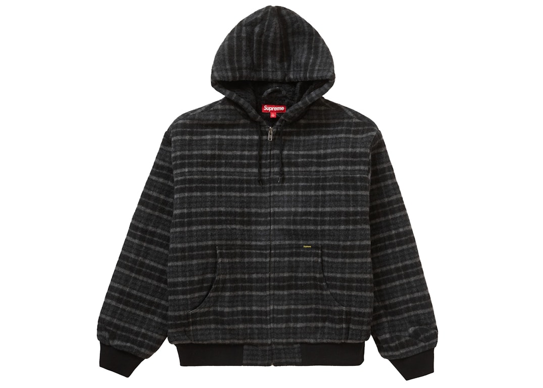 Pre-owned Supreme Plaid Wool Hooded Work Jacket Black