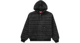 Supreme Plaid Wool Hooded Work Jacket Black