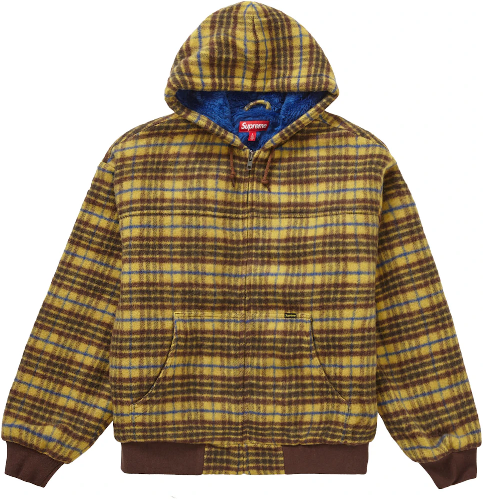 Supreme Plaid Wool Hooded Work Jacket Brown Men's - FW23 - US