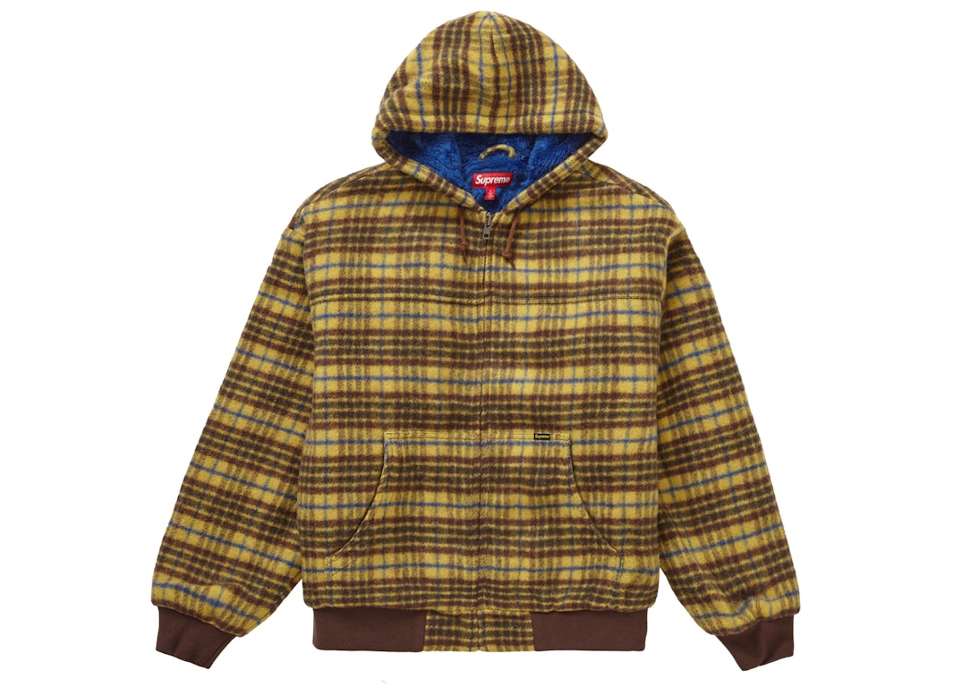 Pre-owned Supreme Plaid Wool Hooded Work Jacket Brown