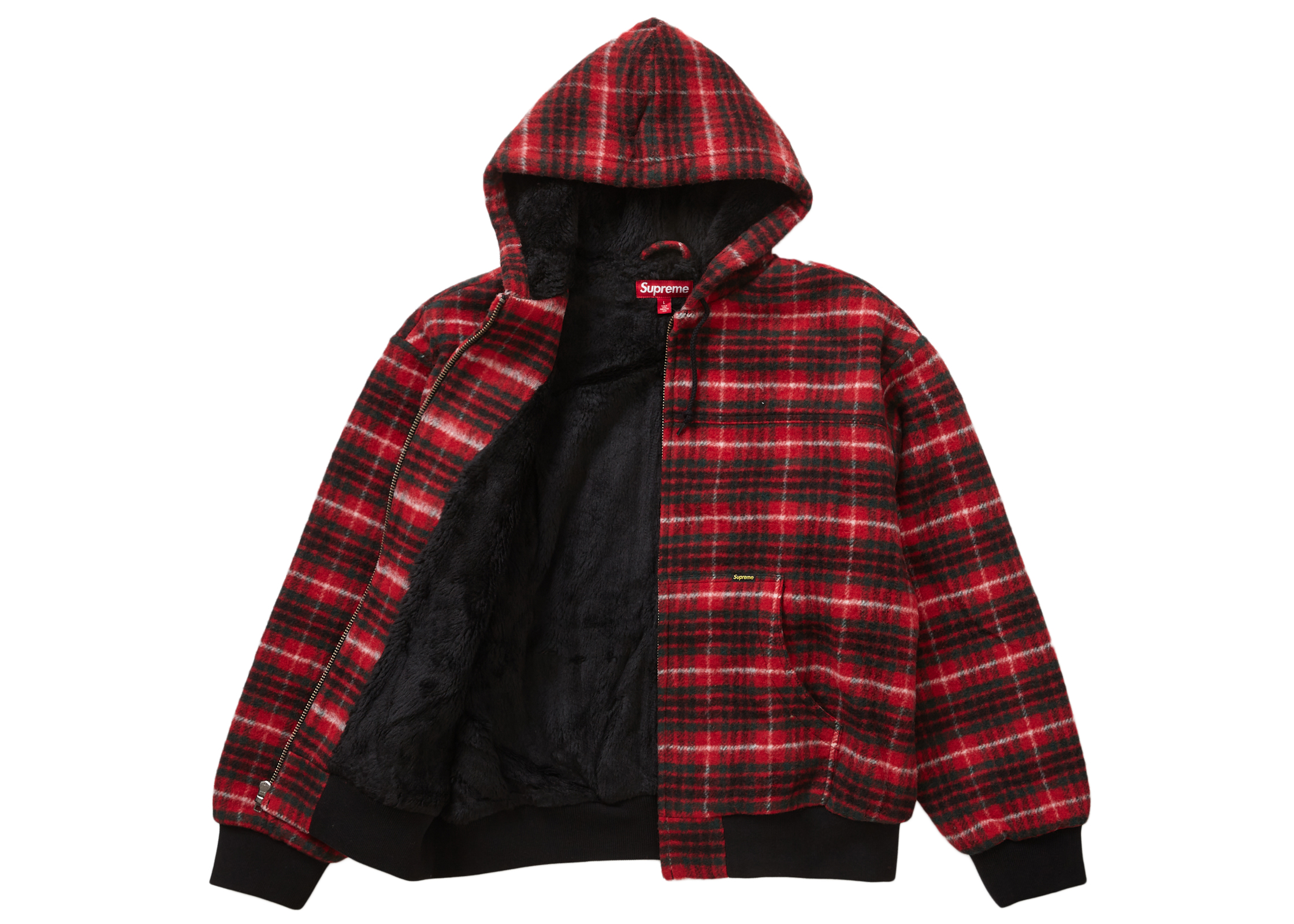 Supreme Plaid Wool Hooded Work Jacket Red Hombre - FW23 - MX
