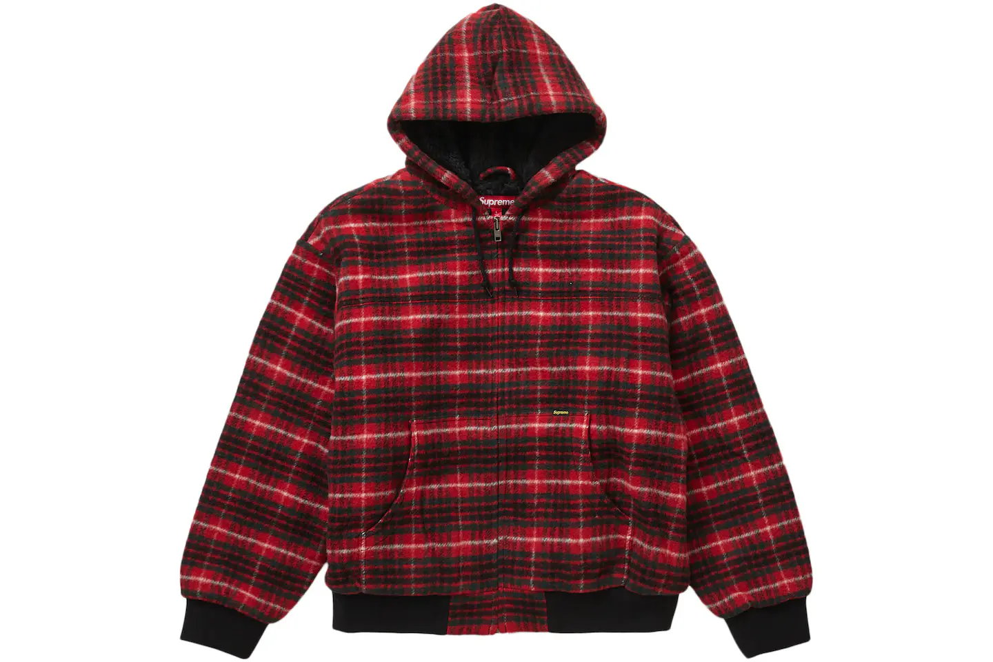 Supreme Plaid Wool Hooded Work Jacket Red Men's - FW23 - US
