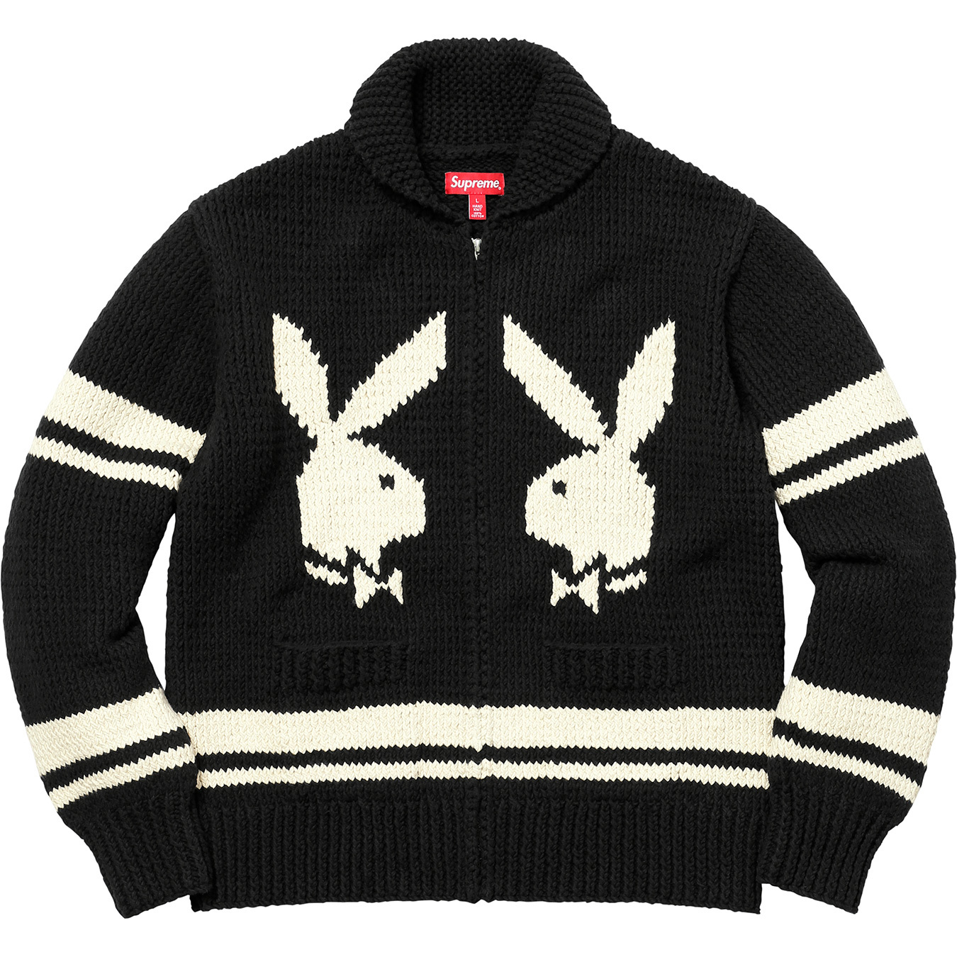 Supreme Playboy Shawl Collar Full Zip Sweater Black - FW17 - US