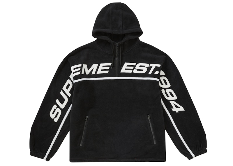 Supreme Polartec Half Zip Hooded Sweatshirt Black Men's - FW19 - US