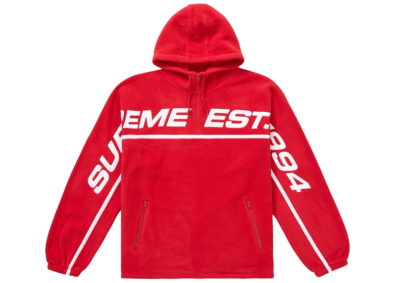 Supreme Polartec Half Zip Hooded Sweatshirt Red Men's - FW19 - GB