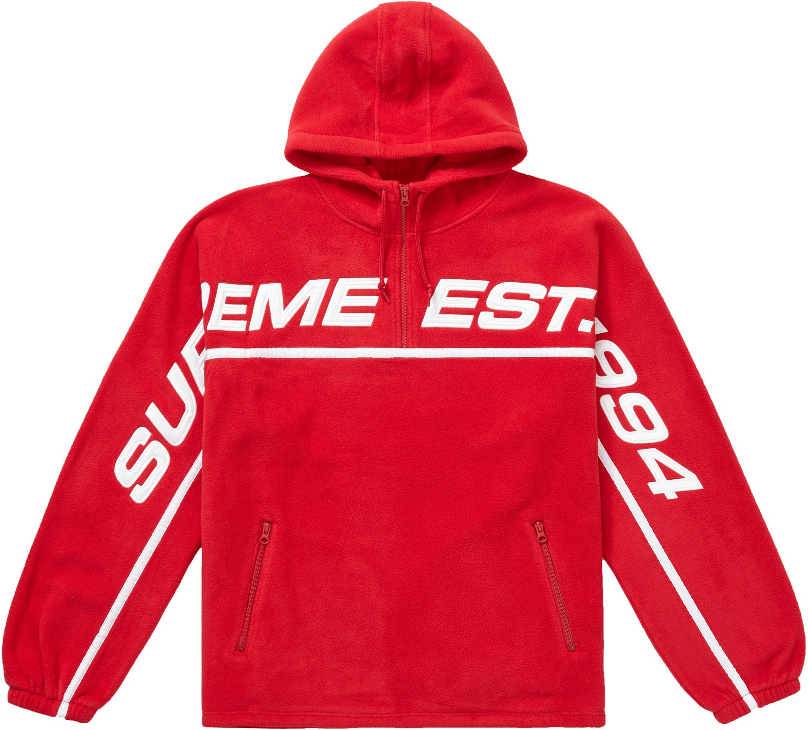 Supreme Polartec Half Zip Hooded Sweatshirt Red - FW19