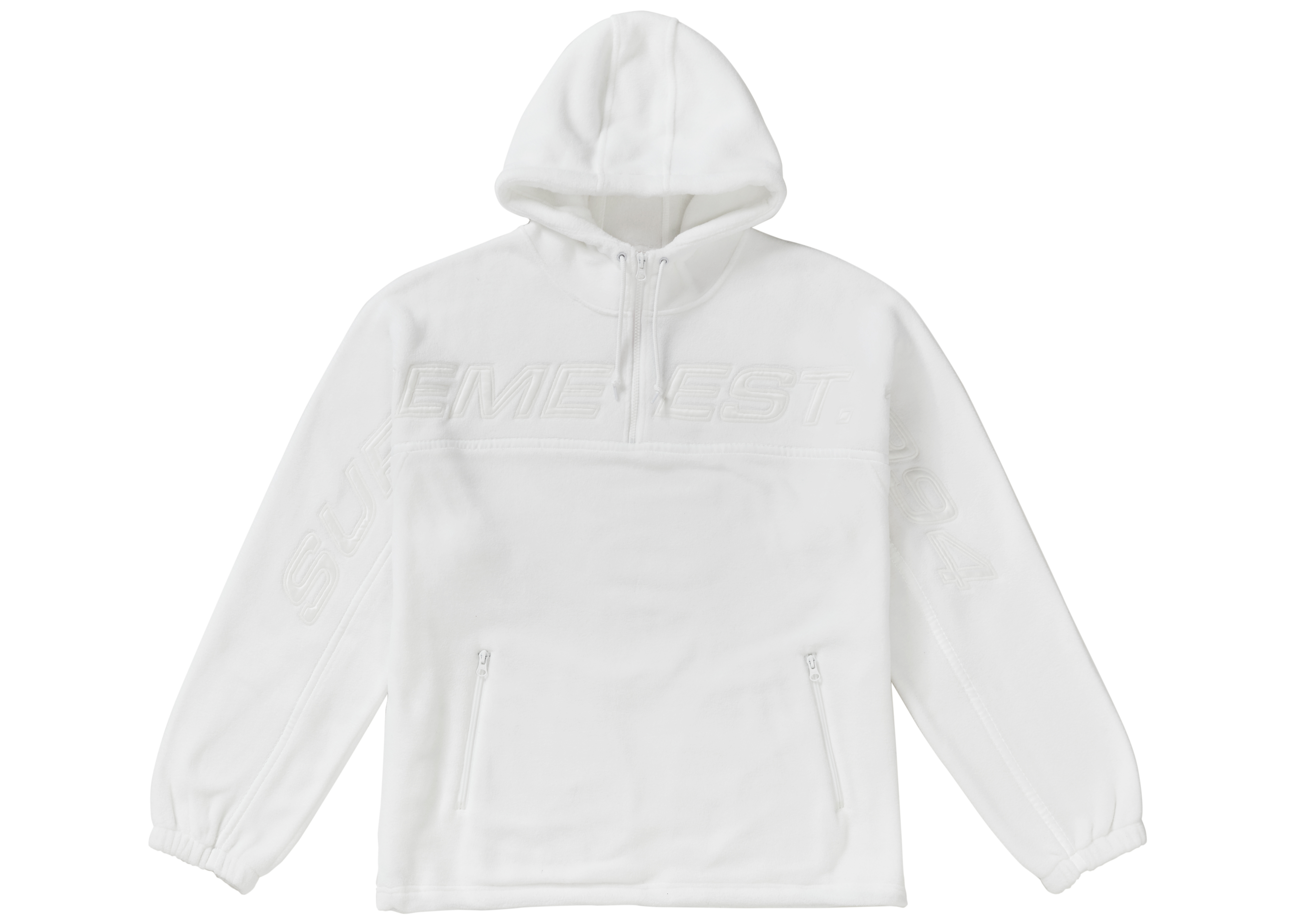 Supreme Polartec Half Zip Hooded Sweatshirt White メンズ - FW19 - JP