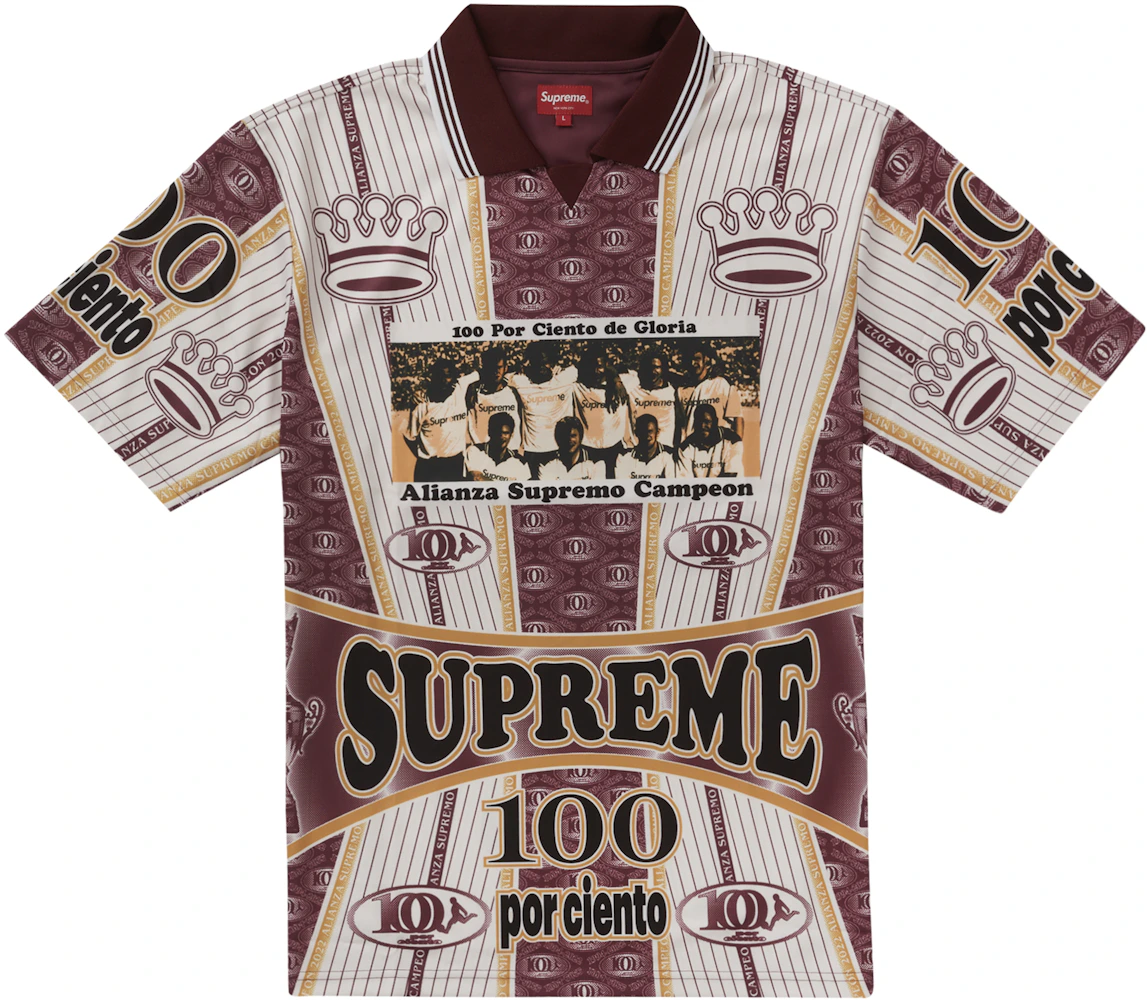 NWT Supreme Por Ciento Logo Print Soccer Shorts Burgundy Men's L DS  AUTHENTIC