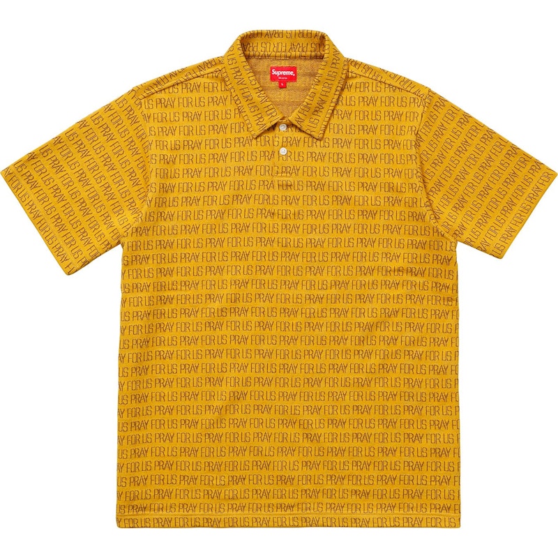 Supreme Pray For Us Jacquard Polo Gold Men's - SS18 - US