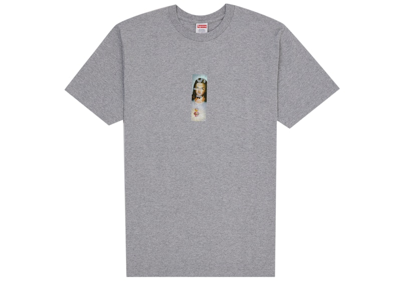 Supreme Prayer Card Box Logo Tee Heather Grey