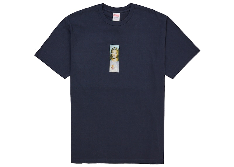 Supreme Prayer Card Box Logo Tee Navy