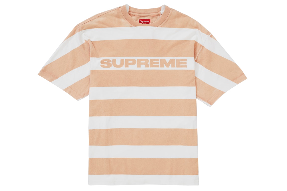 Pre-owned Supreme Printed Stripe S/s Top Peach