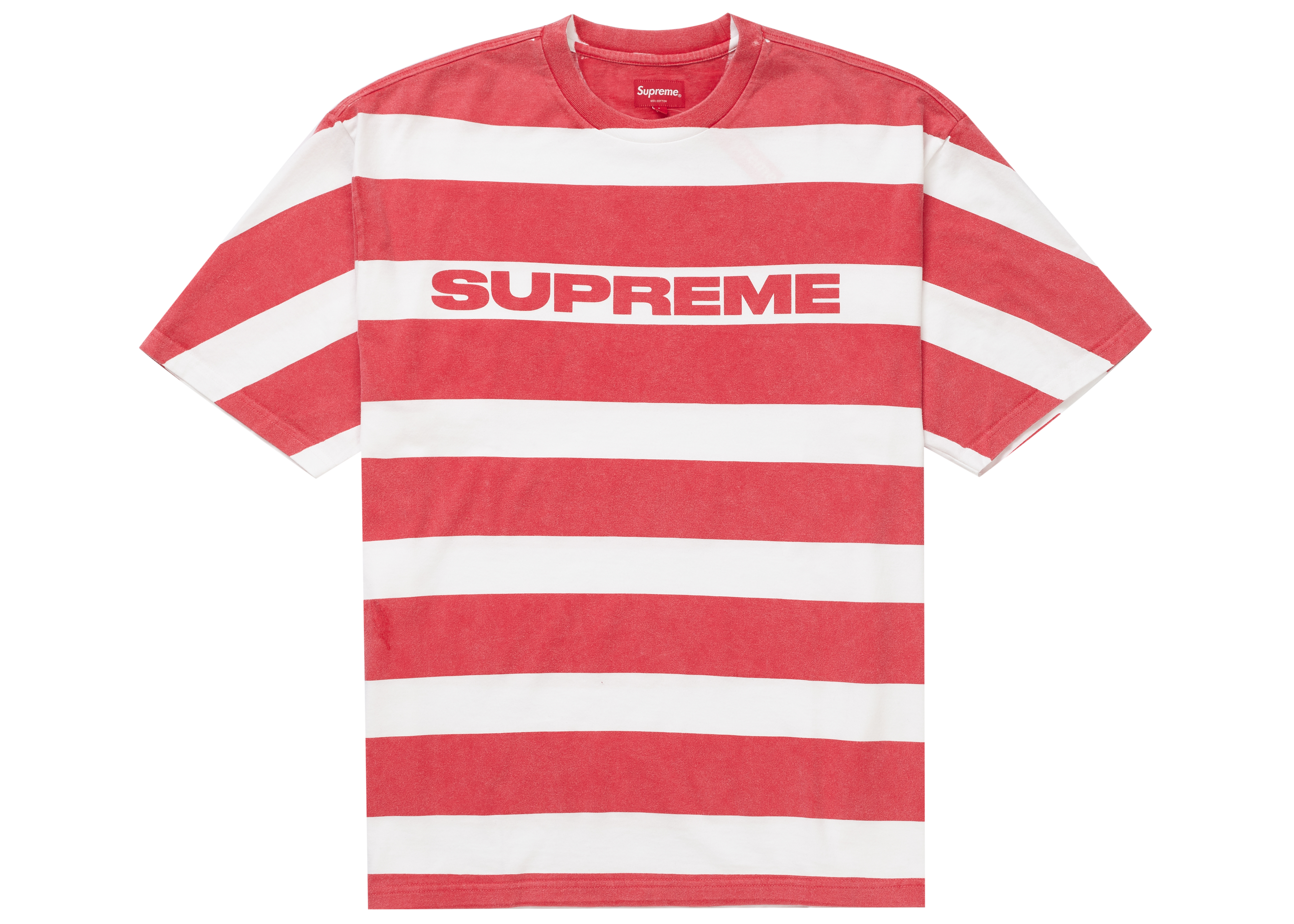 Supreme Printed Stripe S/S Top Red Men's - SS21 - US