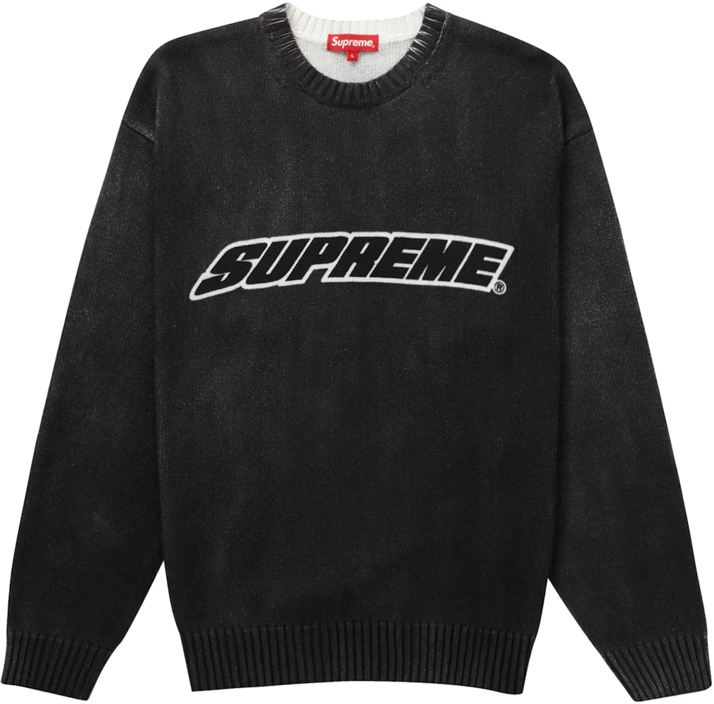 Supreme Printed Washed Sweater Black Men's - SS23 - US