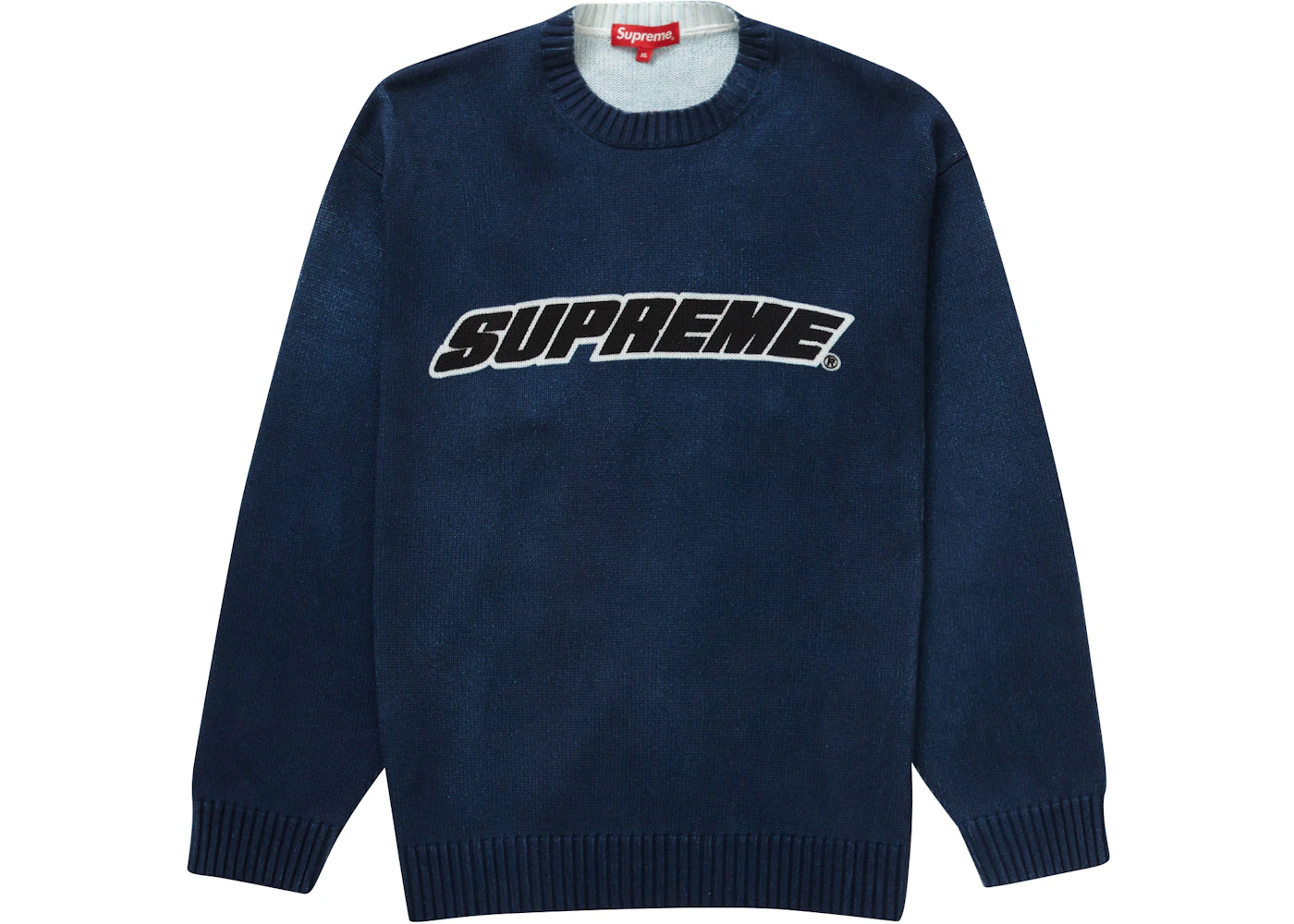 Supreme Printed Washed Sweater Navy Men's - SS23 - US
