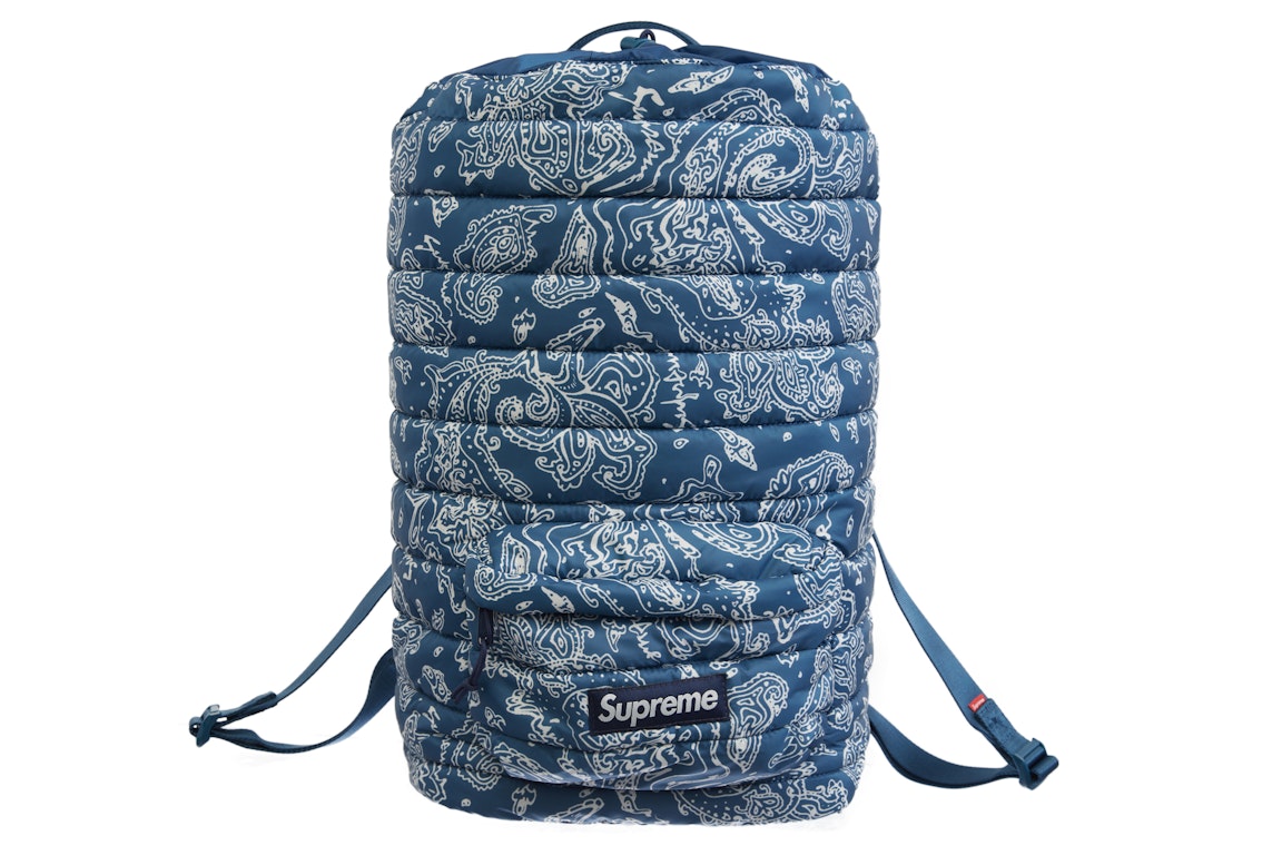 Pre-owned Supreme Puffer Backpack Blue Paisley