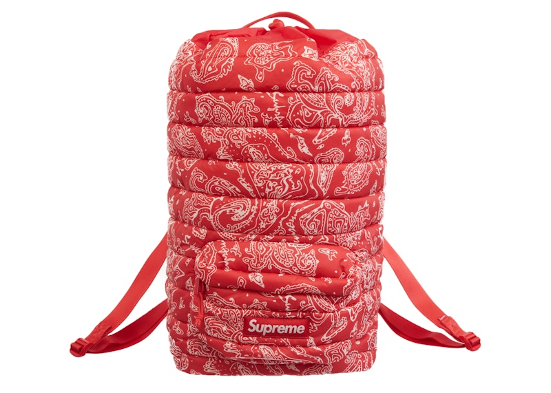 Supreme Puffer Backpack Red Paisley