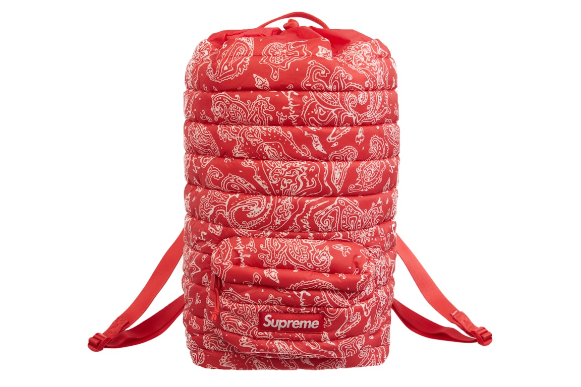 Pre-owned Supreme Puffer Backpack Red Paisley