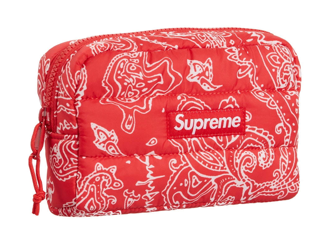 Pre-owned Supreme Puffer Pouch Red Paisley