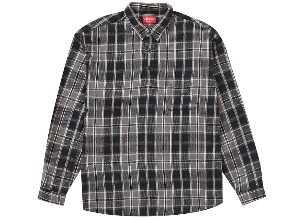 Pre-owned Supreme Pullover Plaid Flannel Shirt Black