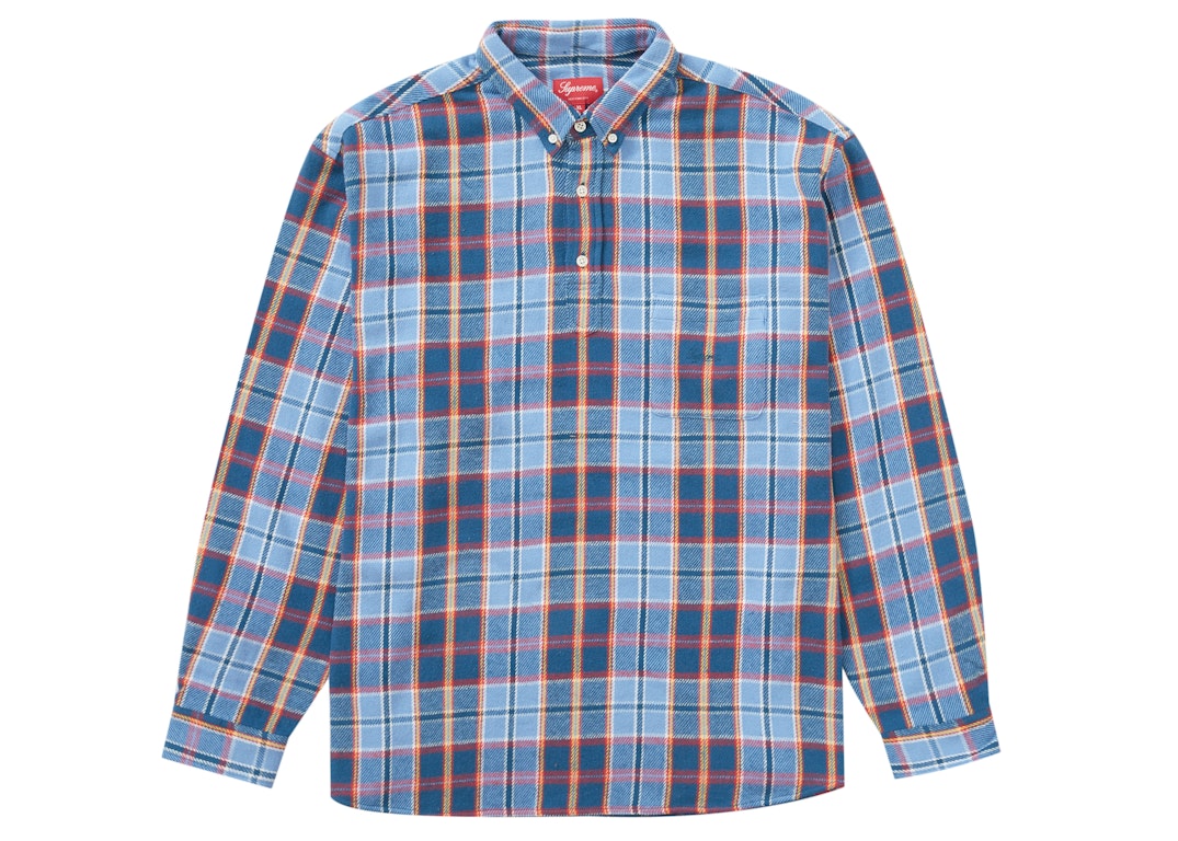 Pre-owned Supreme Pullover Plaid Flannel Shirt Blue