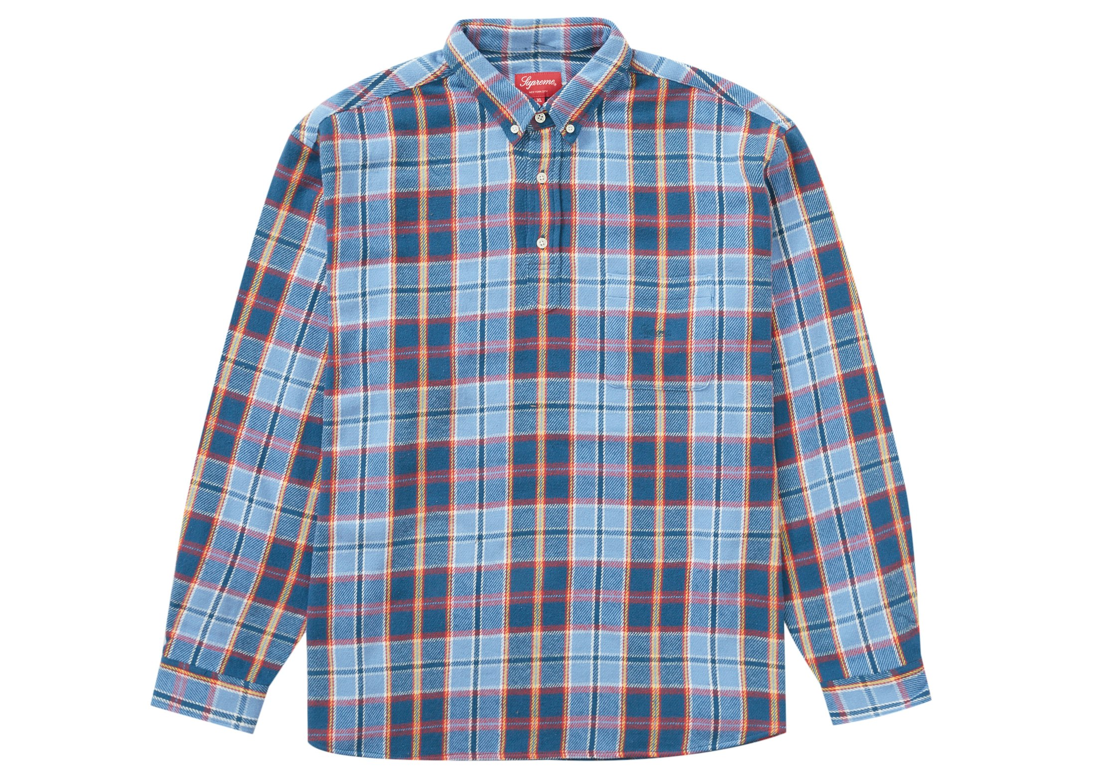 Supreme Pullover Plaid Flannel Shirt Blue SS23 US