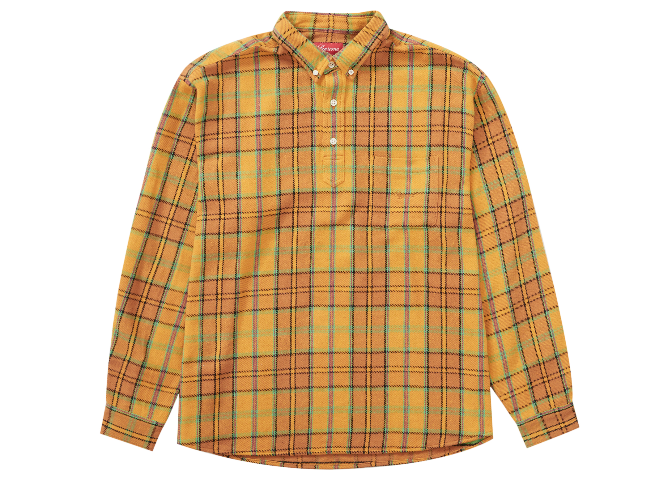 Supreme Pullover Plaid Flannel Shirt Gold Men's - SS23 - GB