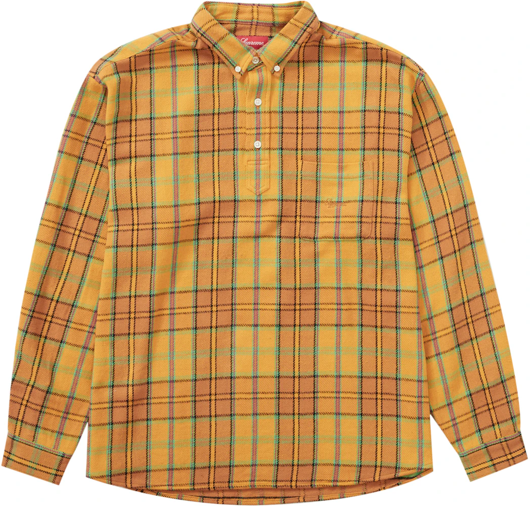 Supreme Pullover Plaid Flannel Shirt Gold Men's - SS23 - US