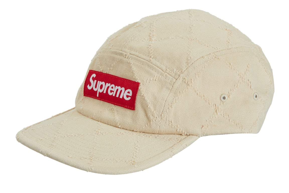 Pre-owned Supreme Punched Denim Camp Cap Dyed Beige