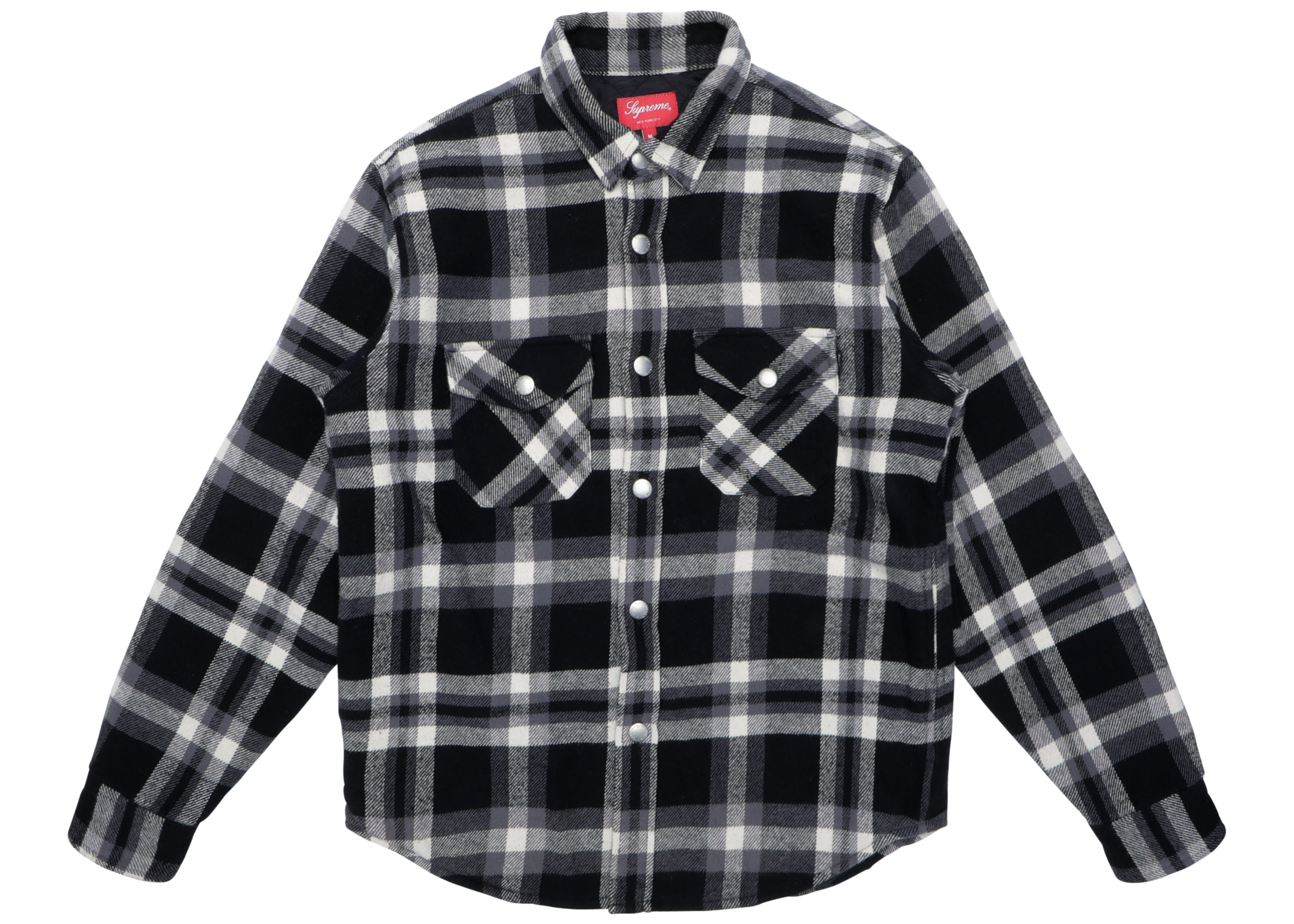 supreme quilted arc logo flannel shirt