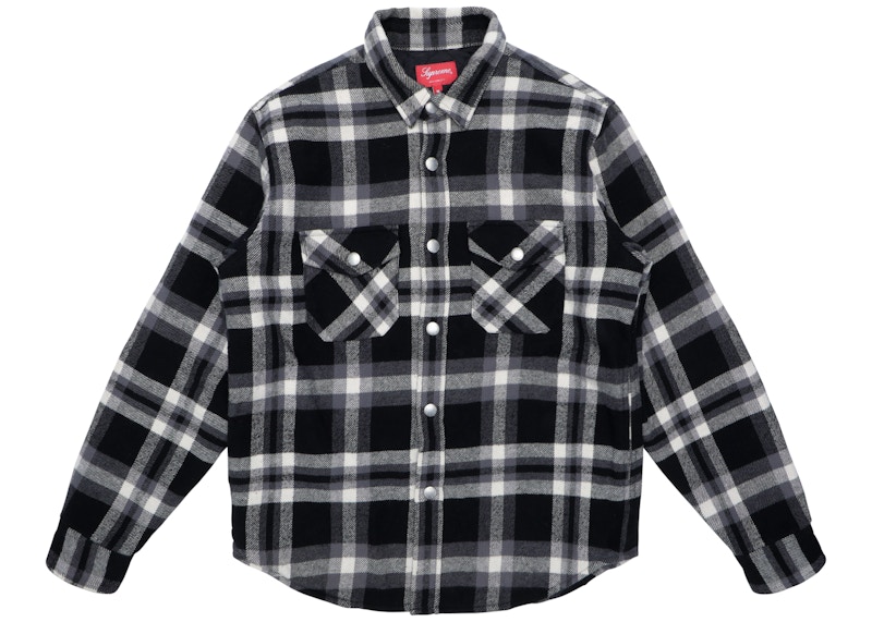 Supreme Quilted Arc Logo Flannel Shirt Black メンズ - FW17 - JP