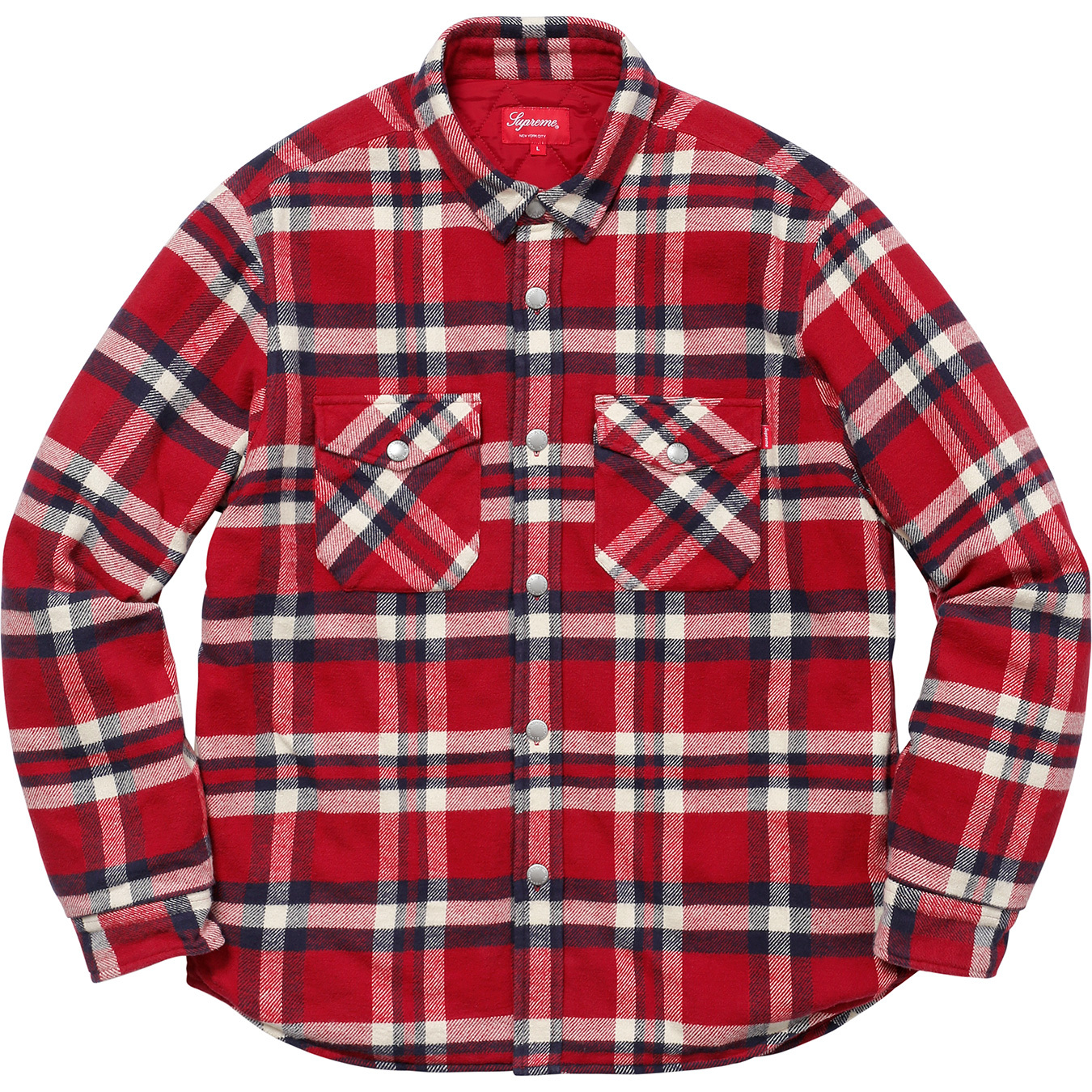 Supreme Quilted Arc Logo Flannel Shirt Red Men's - FW17 - US