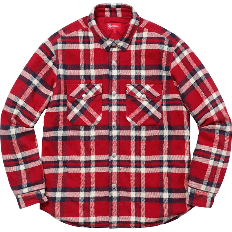 Supreme Quilted Arc Logo Flannel Shirt Red 男装- FW17 - CN