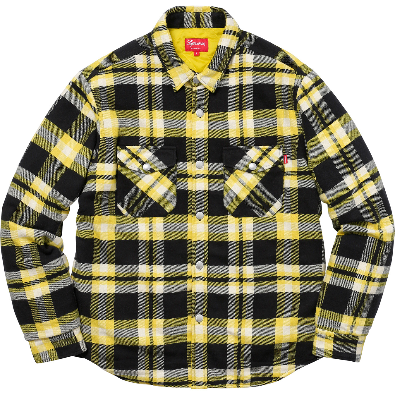 Supreme Quilted Arc Logo Flannel Shirt Yellow - FW17 Men's - US
