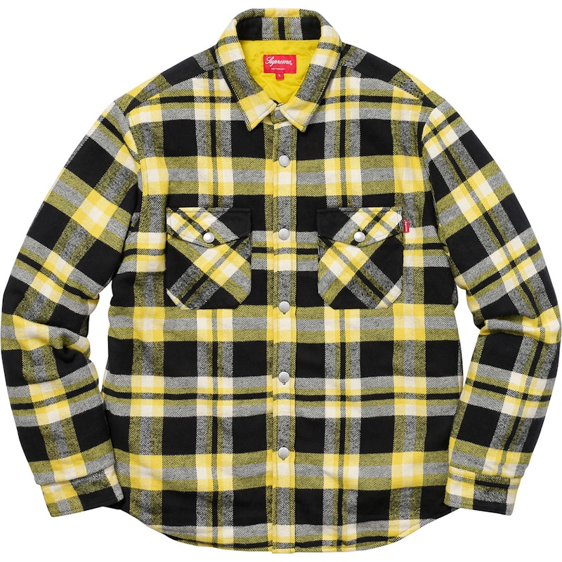 Supreme Quilted Arc Logo Flannel Shirt Yellow - FW17 Hombre - MX