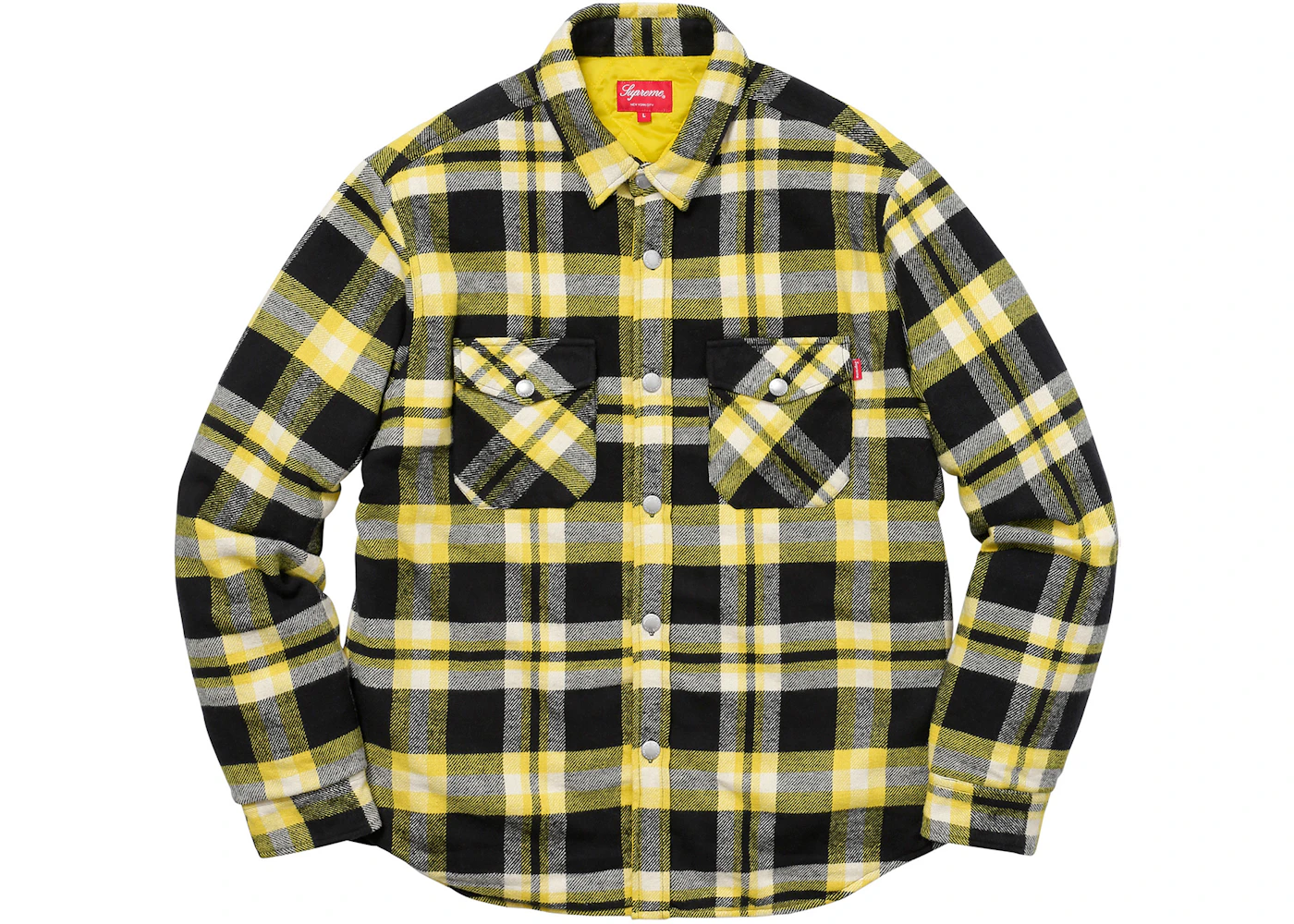 Supreme quilted flannel shirt yellow Clearance