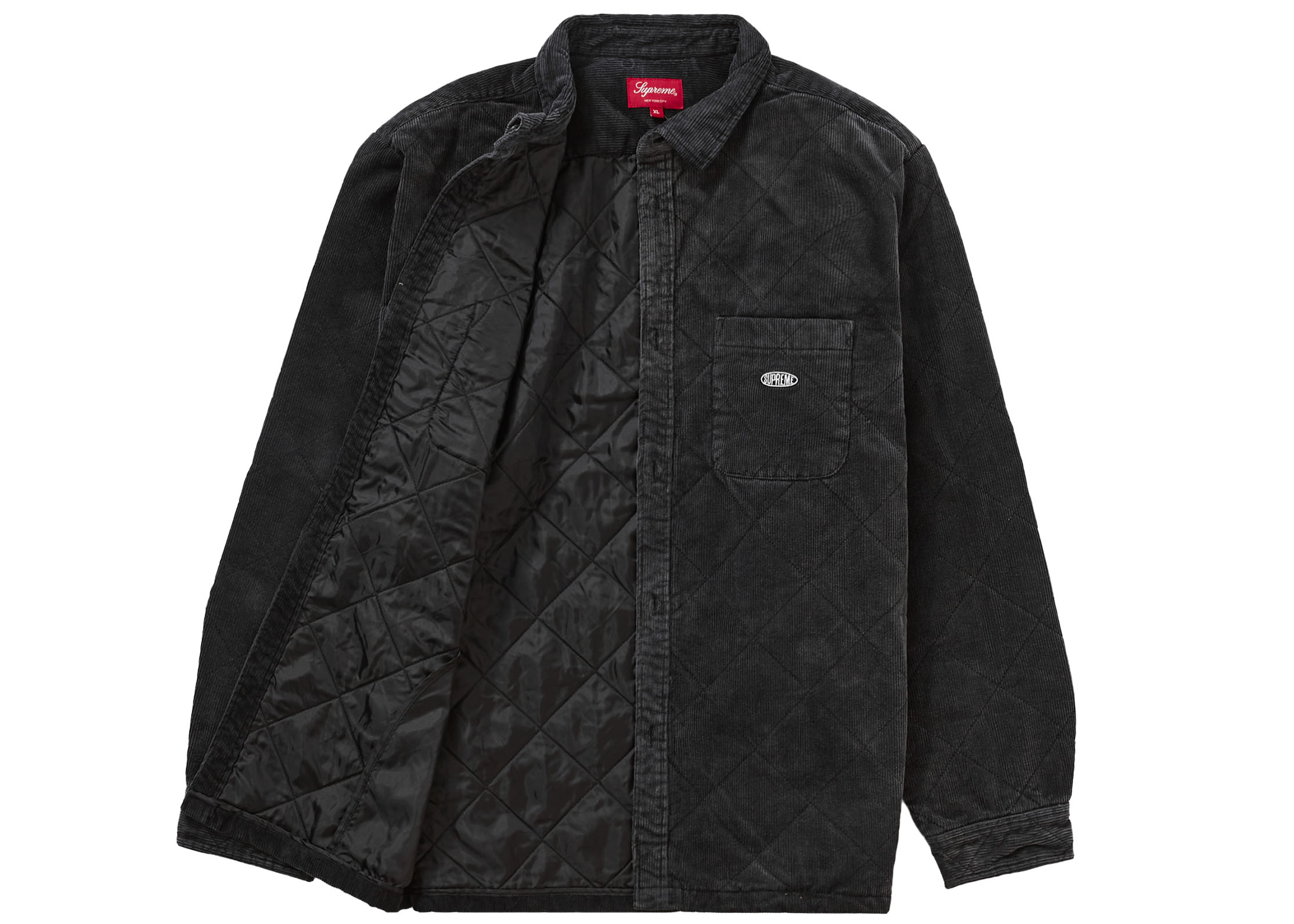 Supreme Quilted Corduroy Shirt Black メンズ - FW22 - JP