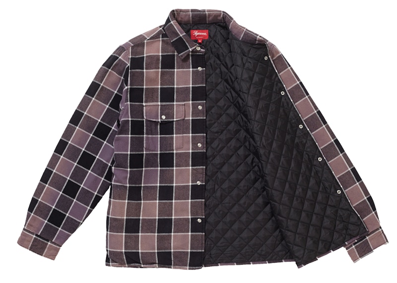 Supreme Quilted Faded Plaid Shirt Black