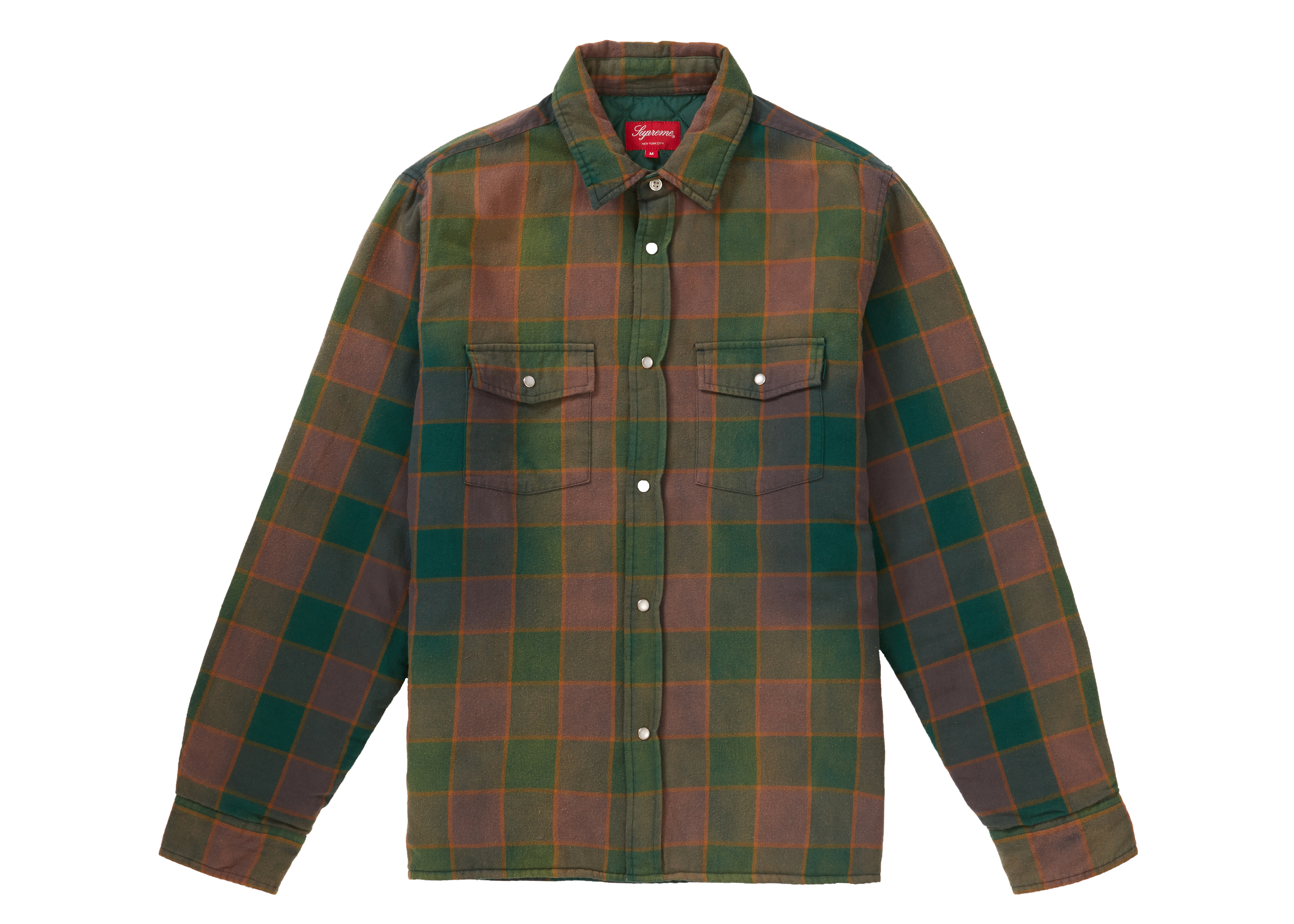 supreme quilted faded plaid shirt
