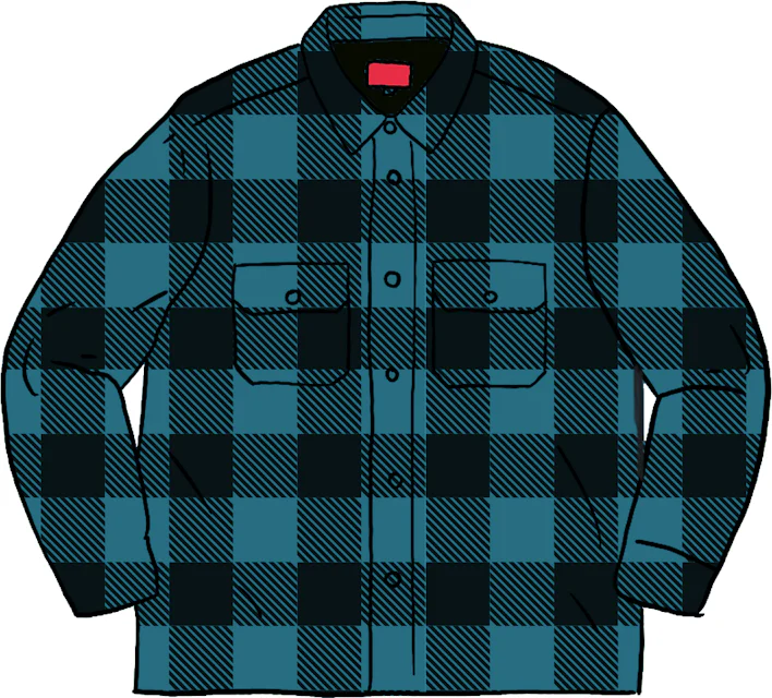 Quilted Flannel Shirt Tealカラー