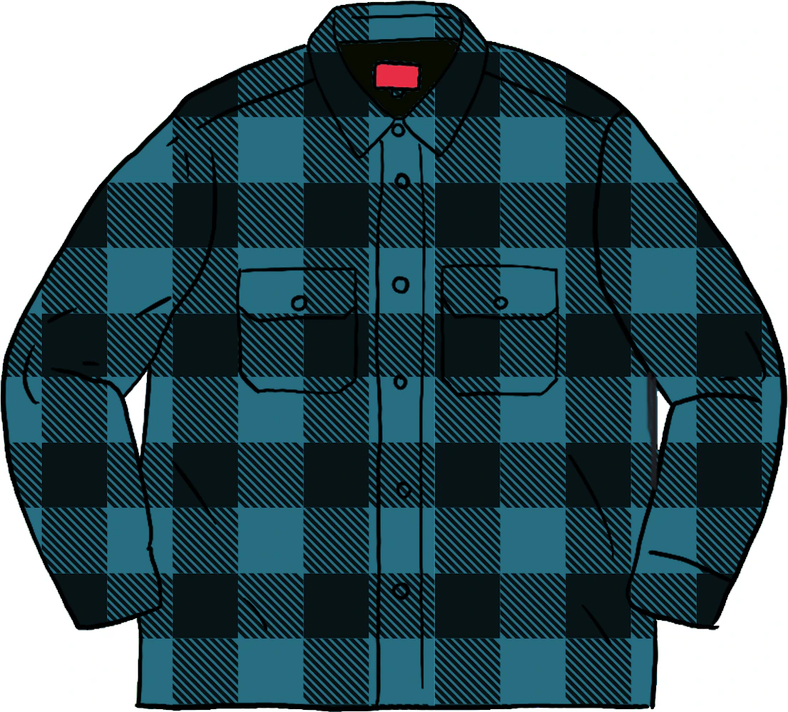 Supreme Quilted Flannel Shirt Teal L
