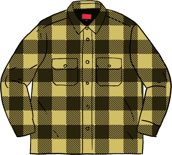【L】Supreme Quilted Flannel Shirt Yellow