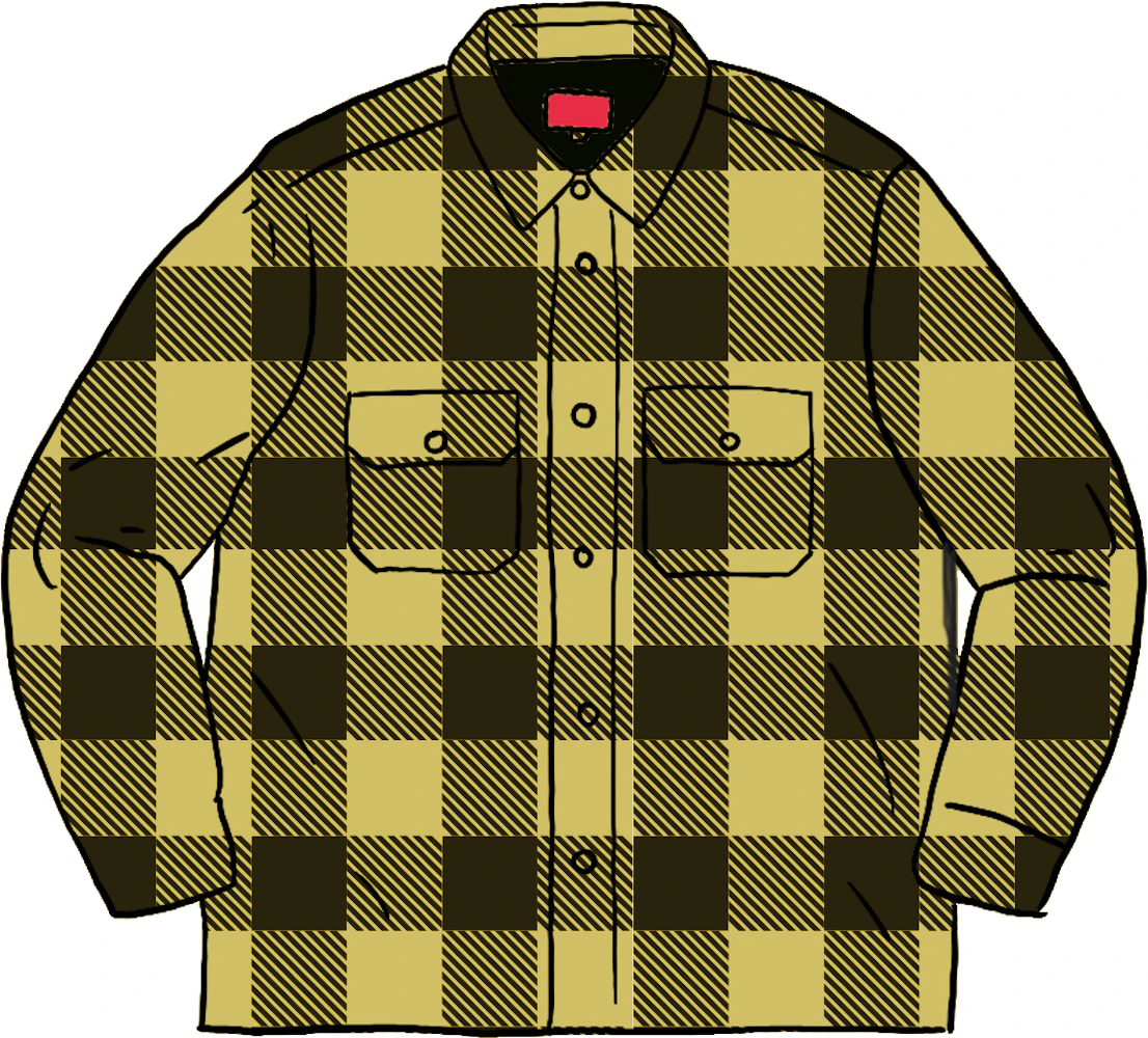 Supreme Quilted Flannel Shirt イエロー 黄色 S