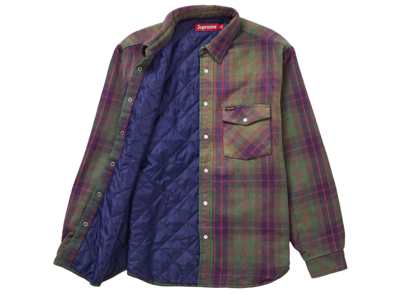 Supreme Quilted Flannel Snap Shirt Green Men's - SS24 - US